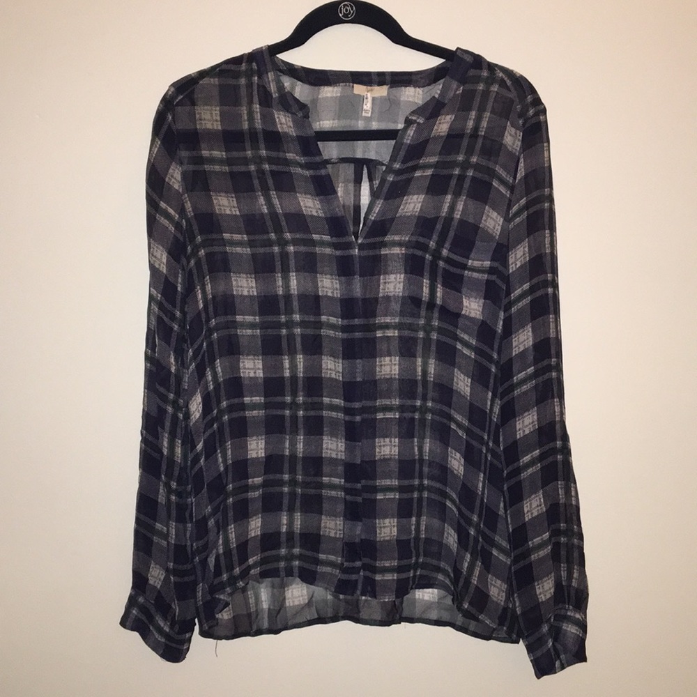 Sheer Blue Plaid Joie Blouse